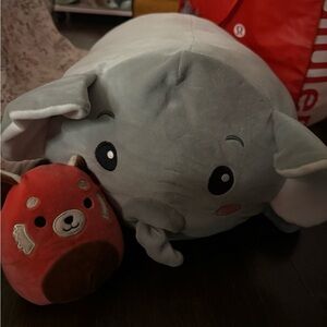 Squishmallow and stuffed animal pack of 2 lot elephant and red panda